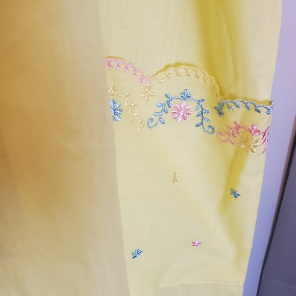 ☀️ NWOT Vintage 60s Yellow House Dress Smock L 🌼 - Picture 5 of 10